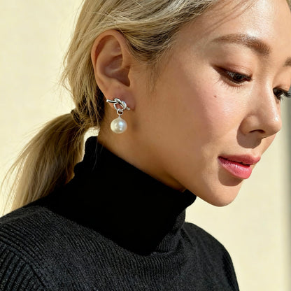 Knot Pearl Drop Earrings