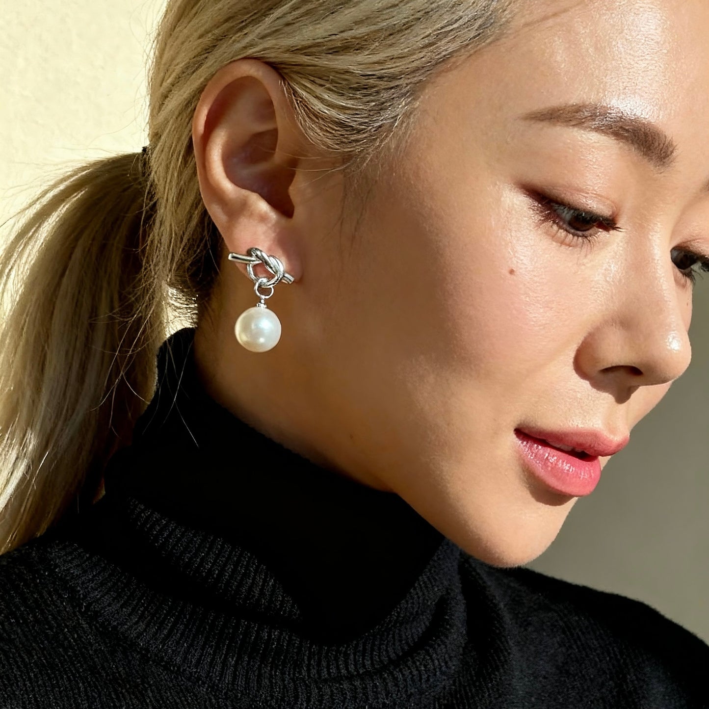 Knot Pearl Drop Earrings