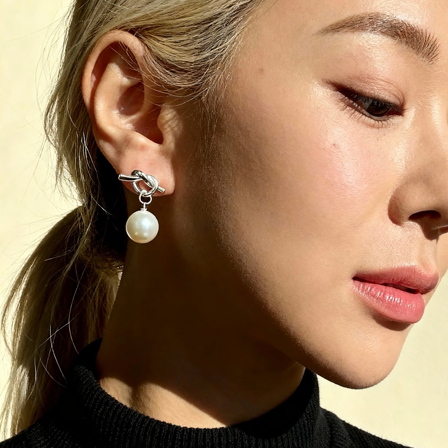 Knot Pearl Drop Earrings