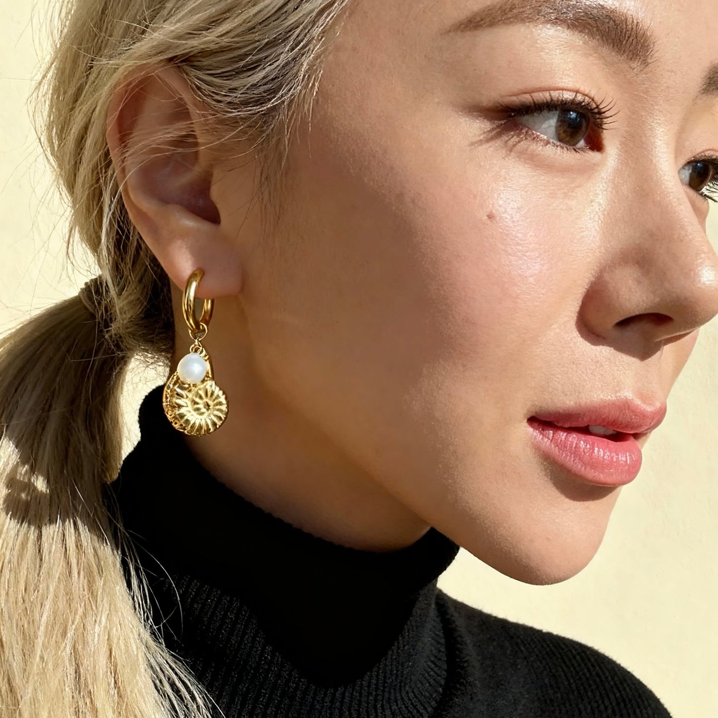 Gold Spiral Shell Hoops