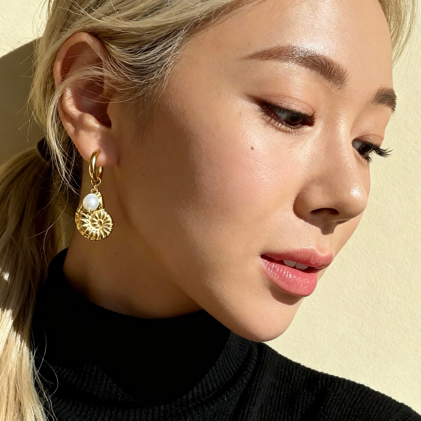 Gold Spiral Shell Hoops
