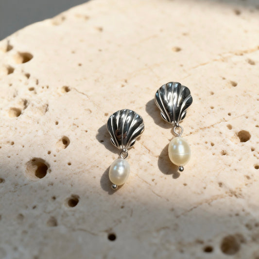 Silver Shell Pearl Drops