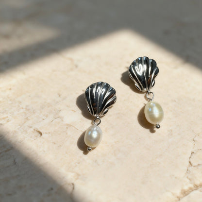 Silver Shell Pearl Drops