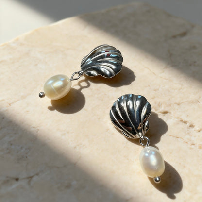 Silver Shell Pearl Drops