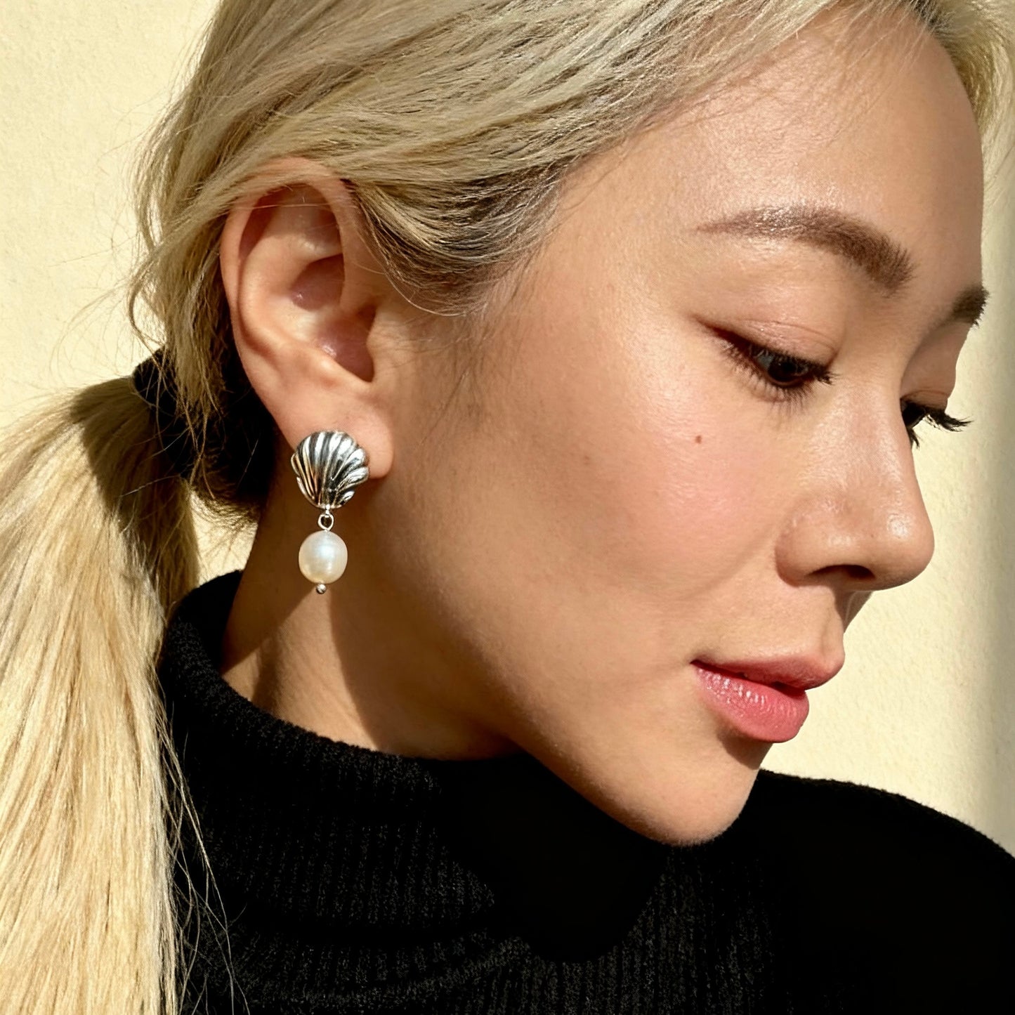 Silver Shell Pearl Drops