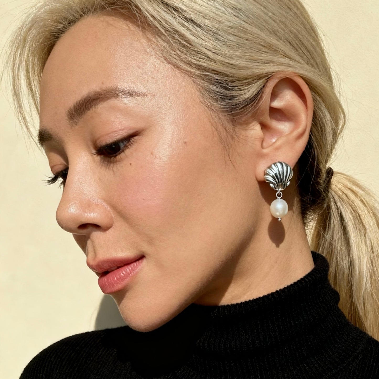 Silver Shell Pearl Drops