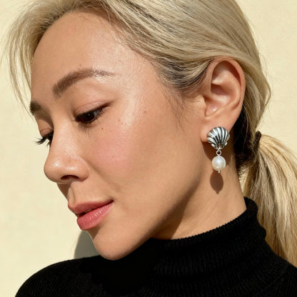 Silver Shell Pearl Drops