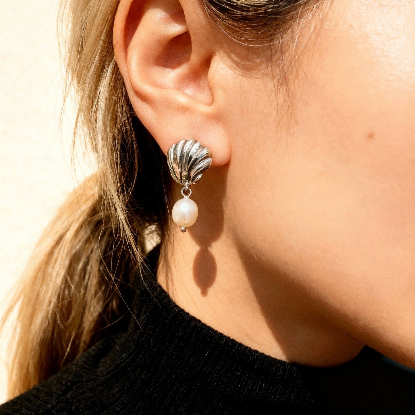 Silver Shell Pearl Drops