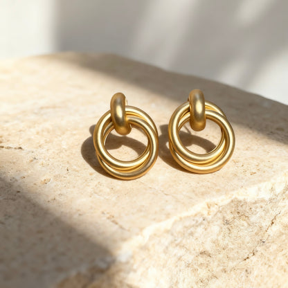 Gold Double Circle Earrings