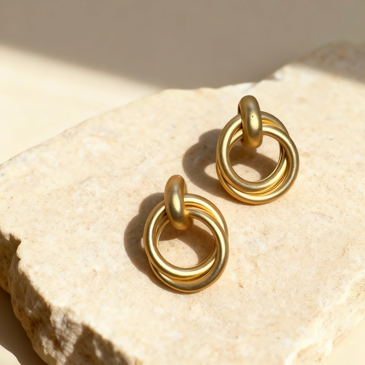 Gold Double Circle Earrings
