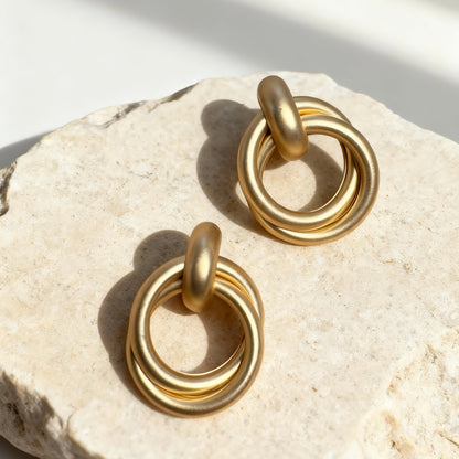 Gold Double Circle Earrings