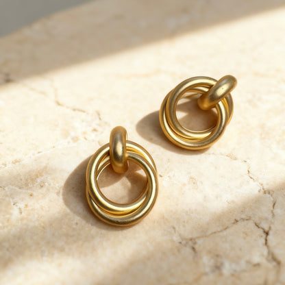 Gold Double Circle Earrings