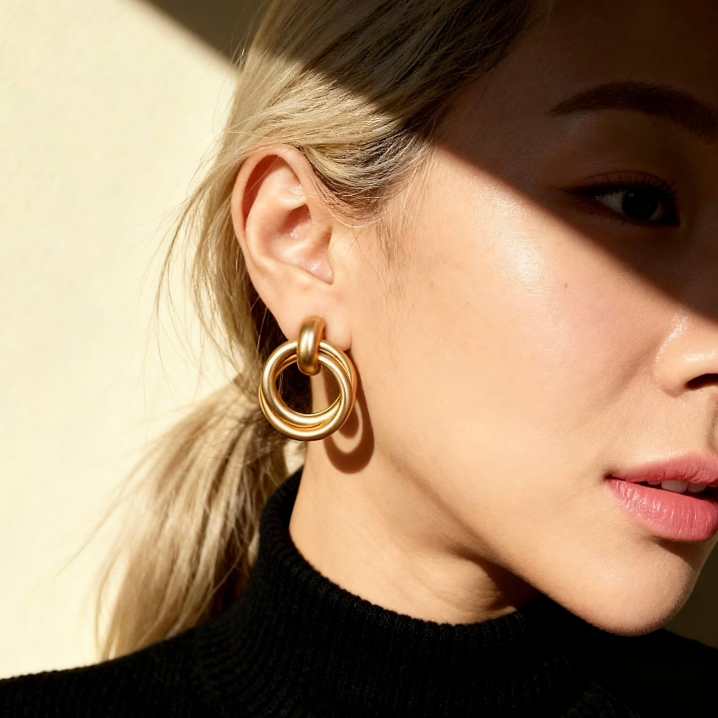 Gold Double Circle Earrings