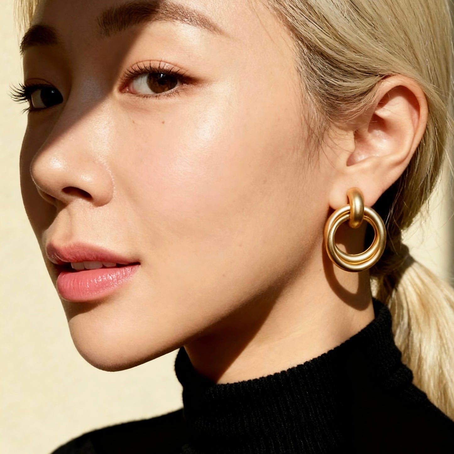 Gold Double Circle Earrings