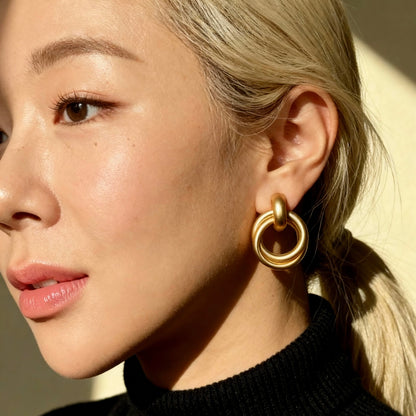 Gold Double Circle Earrings