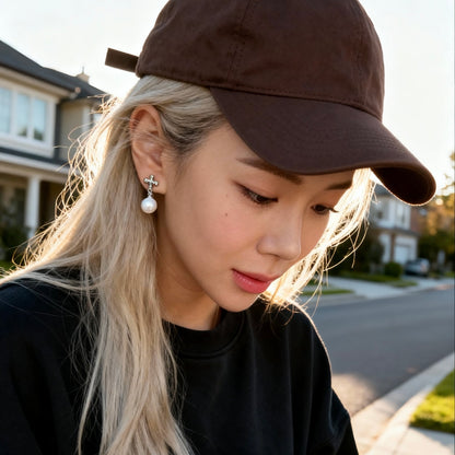 Silver Pearl Drop Studs