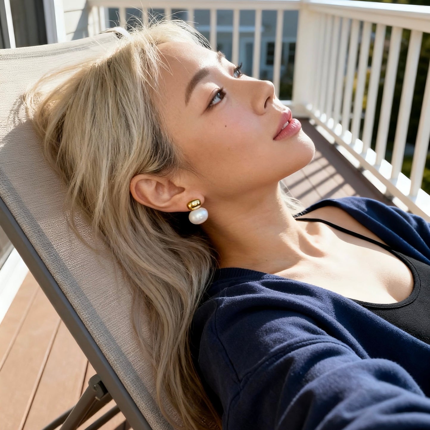 Gold Pearl Stud Earrings