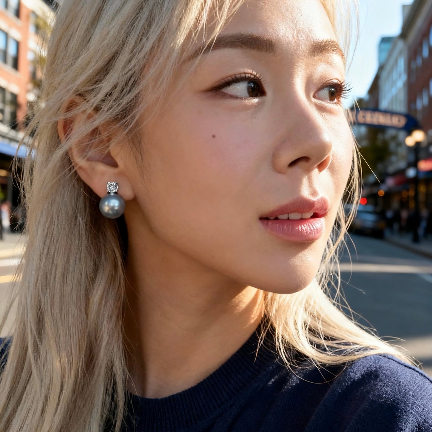 Grey Pearl Stud Earrings