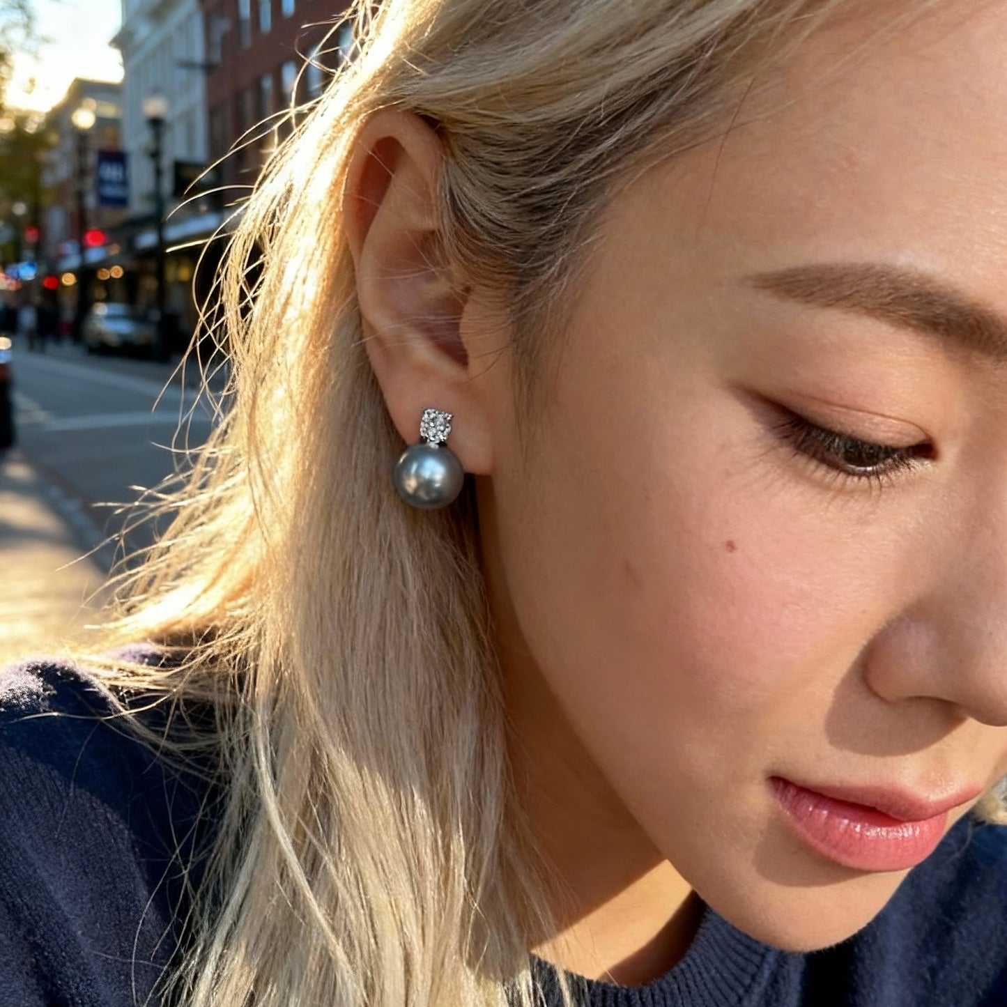 Grey Pearl Stud Earrings