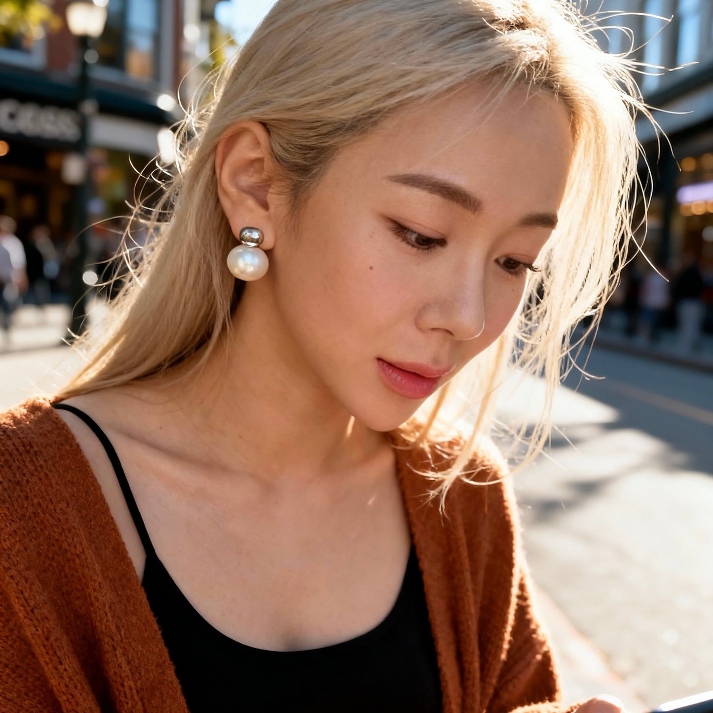 Silver Pearl Stud Earrings