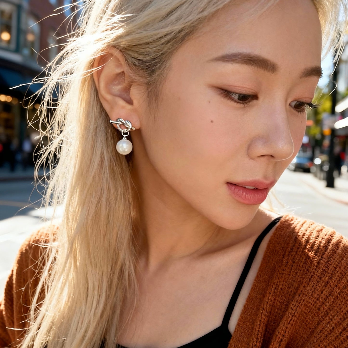 Knot Pearl Drop Earrings