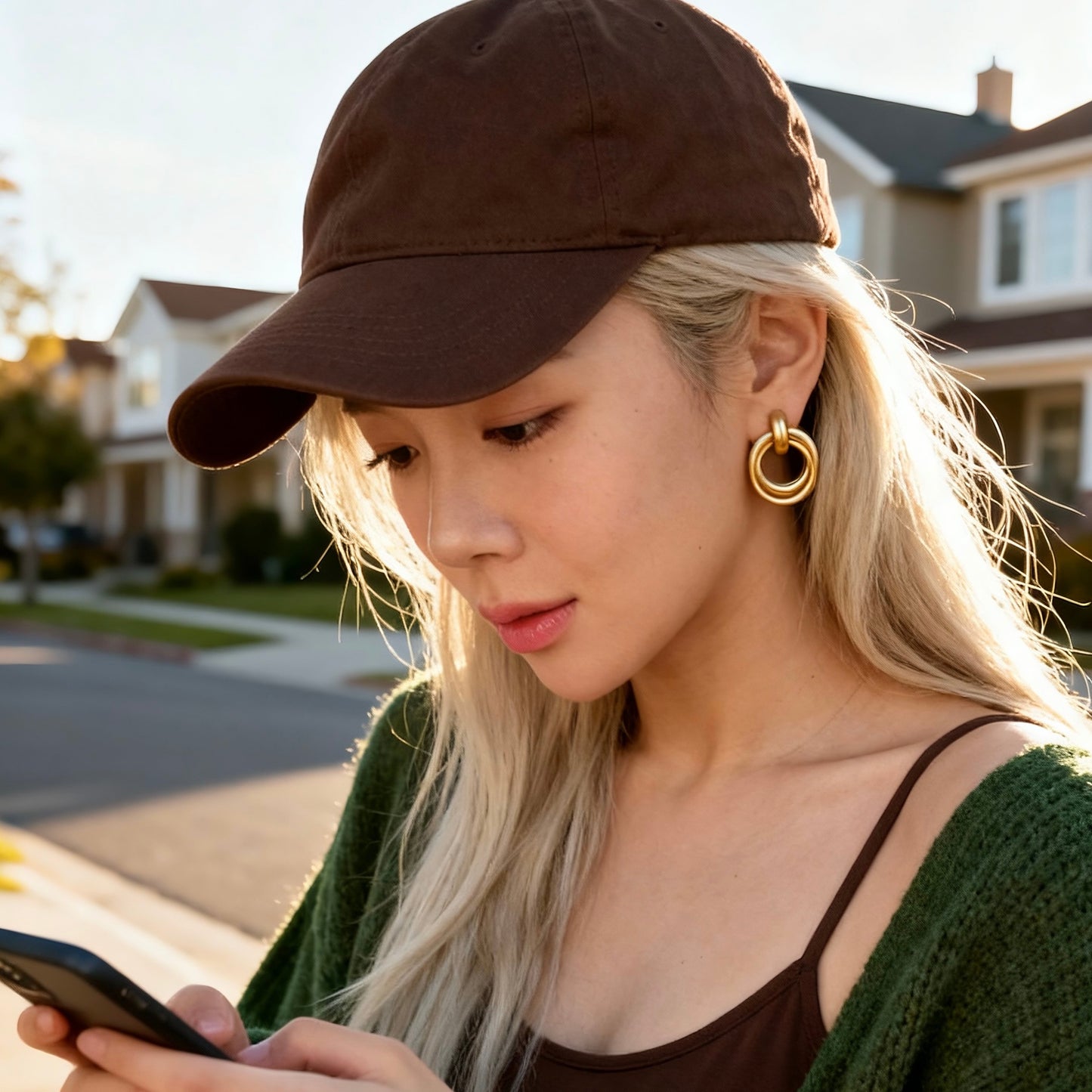 Gold Double Circle Earrings