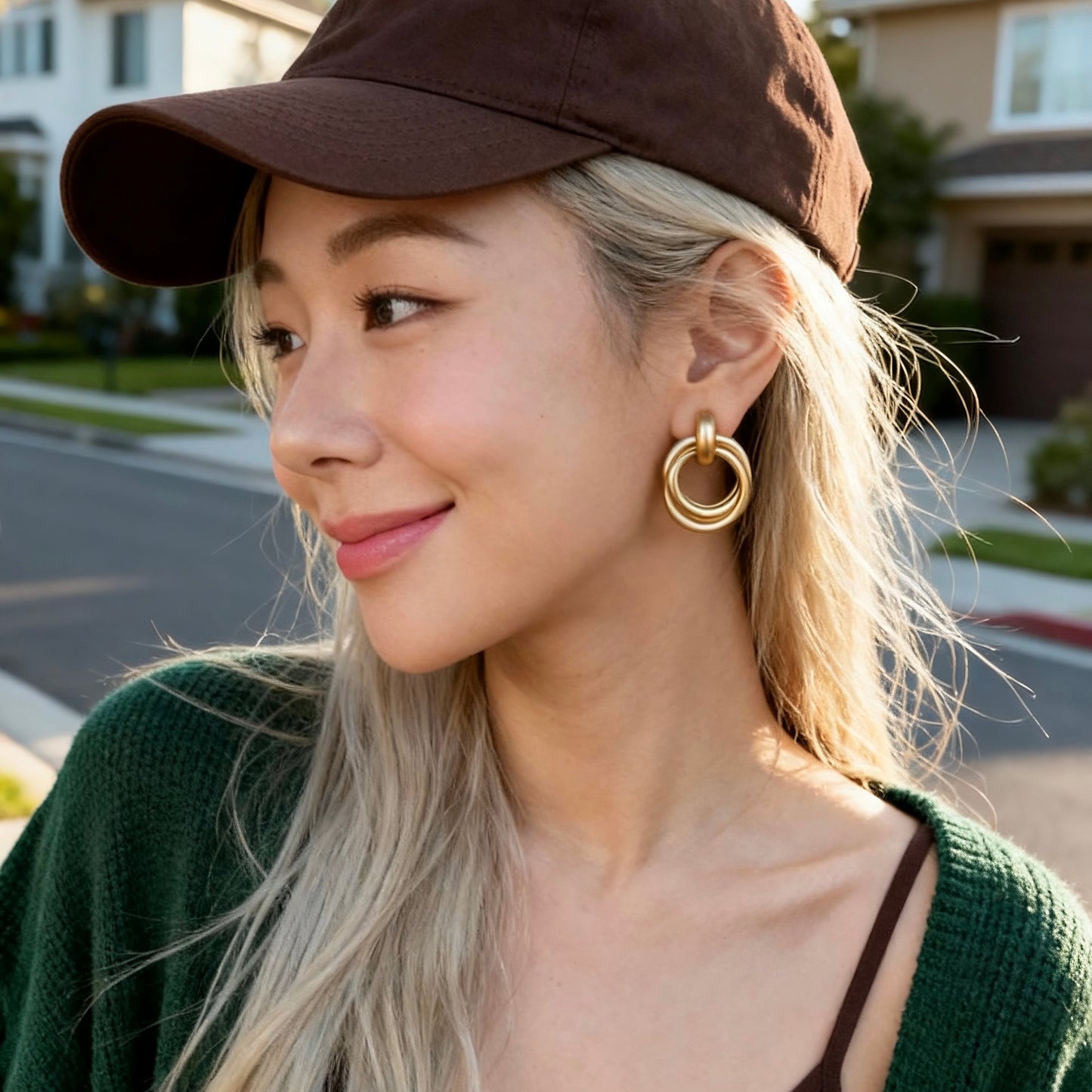 Gold Double Circle Earrings