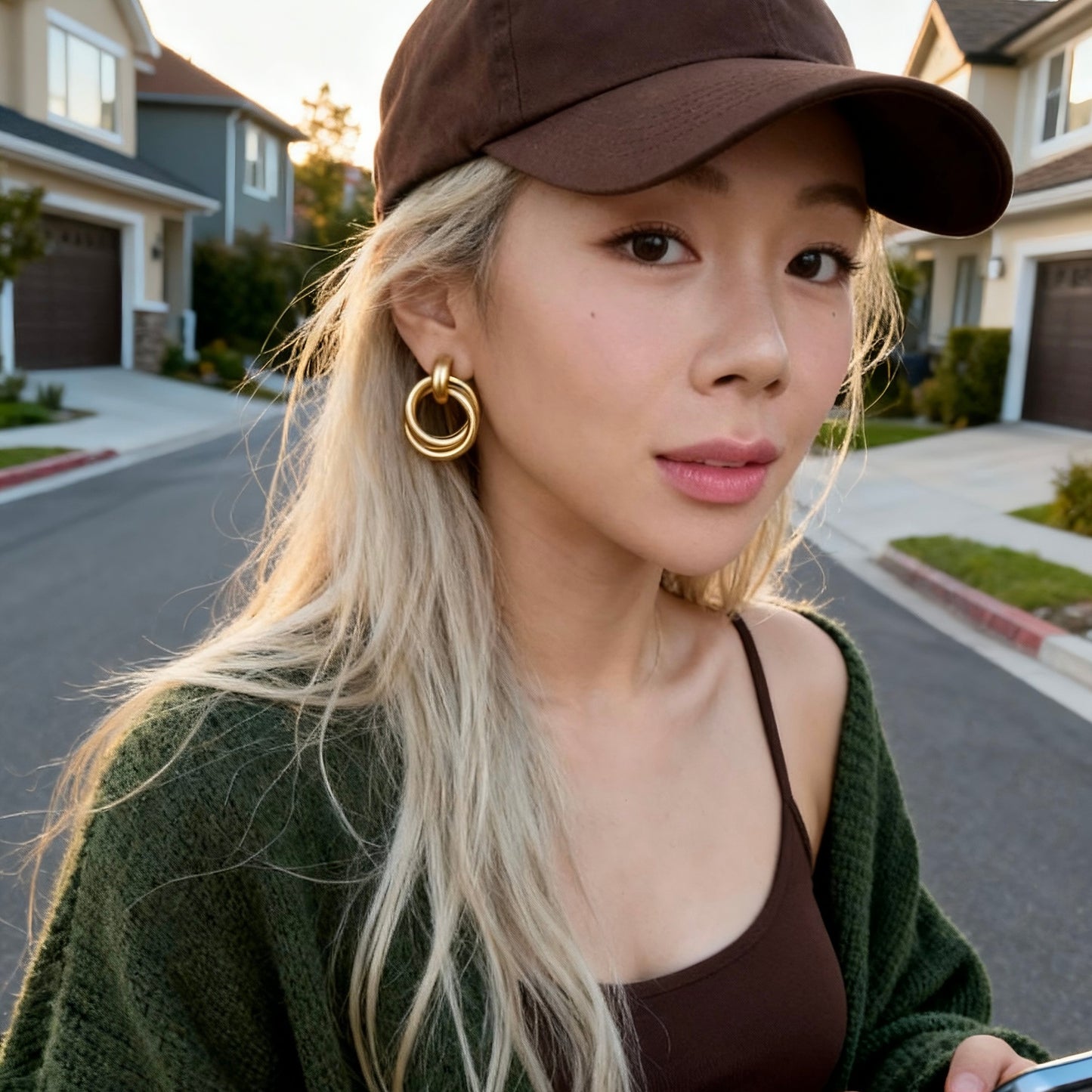 Gold Double Circle Earrings