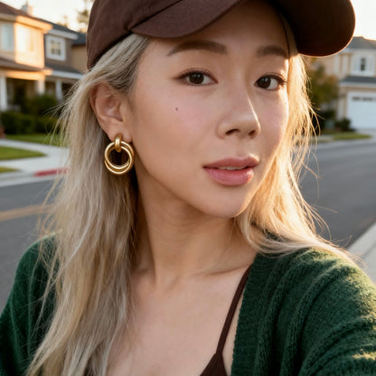 Gold Double Circle Earrings