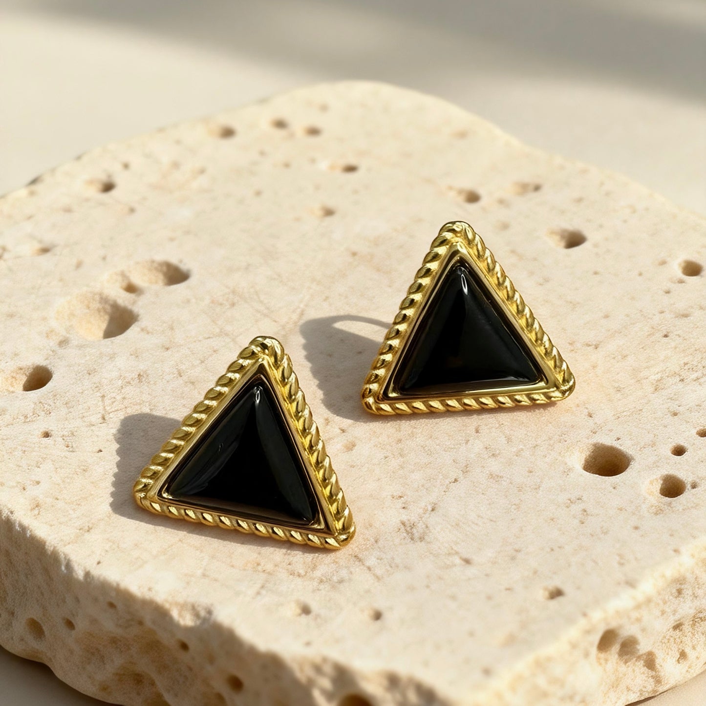 Vintage Black Triangle Studs