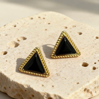 Vintage Black Triangle Studs