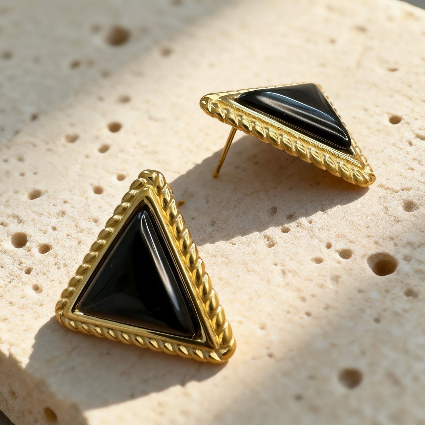 Vintage Black Triangle Studs