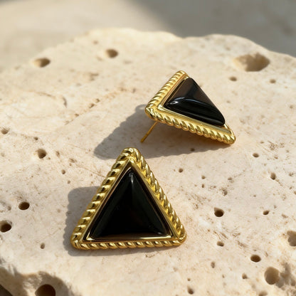 Vintage Black Triangle Studs