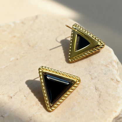 Vintage Black Triangle Studs