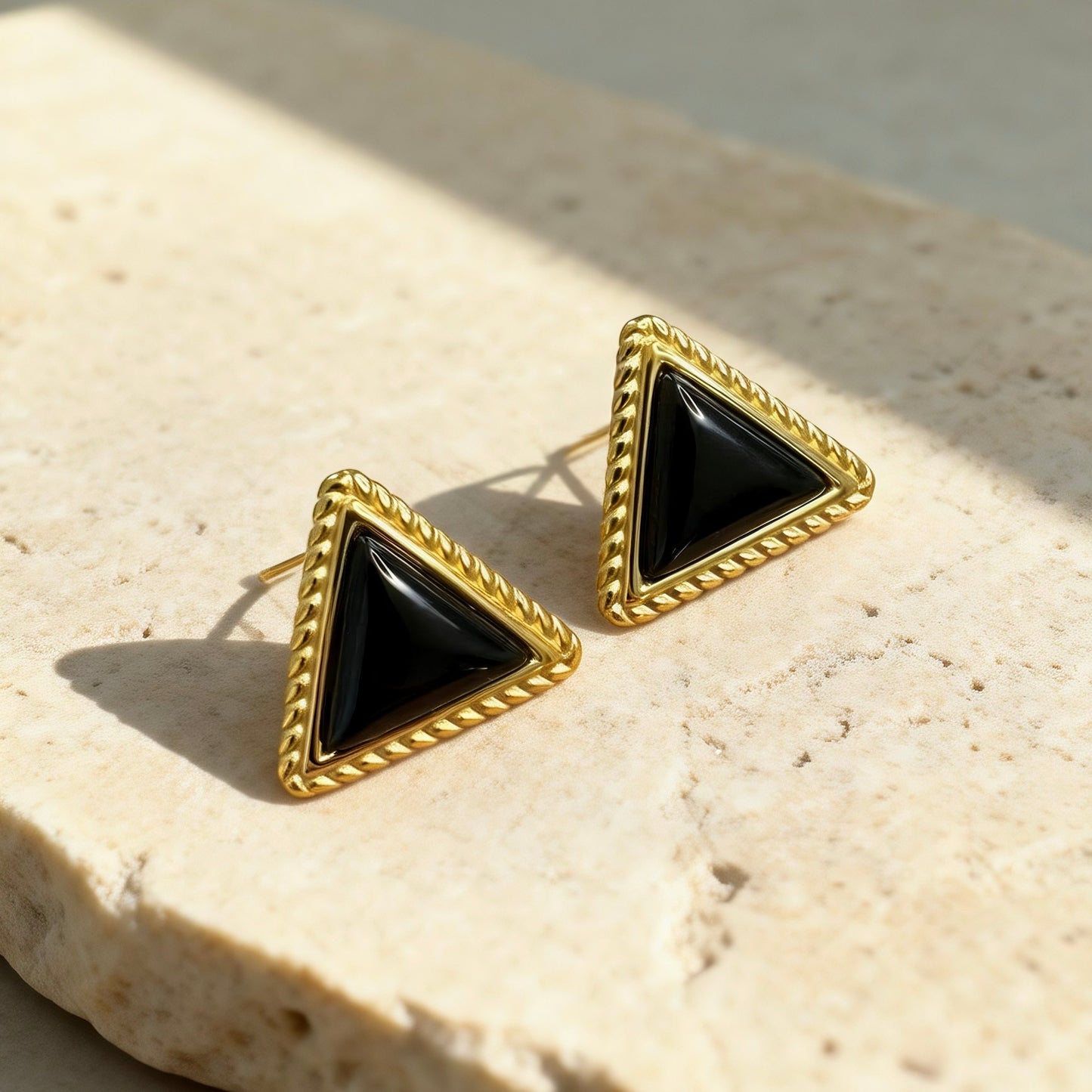 Vintage Black Triangle Studs