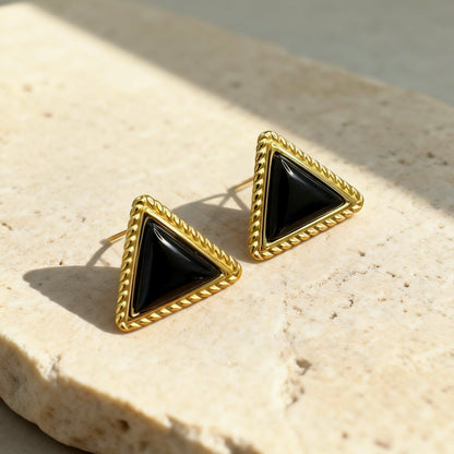 Vintage Black Triangle Studs