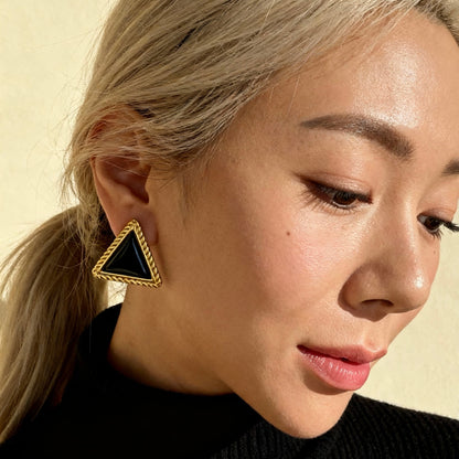 Vintage Black Triangle Studs