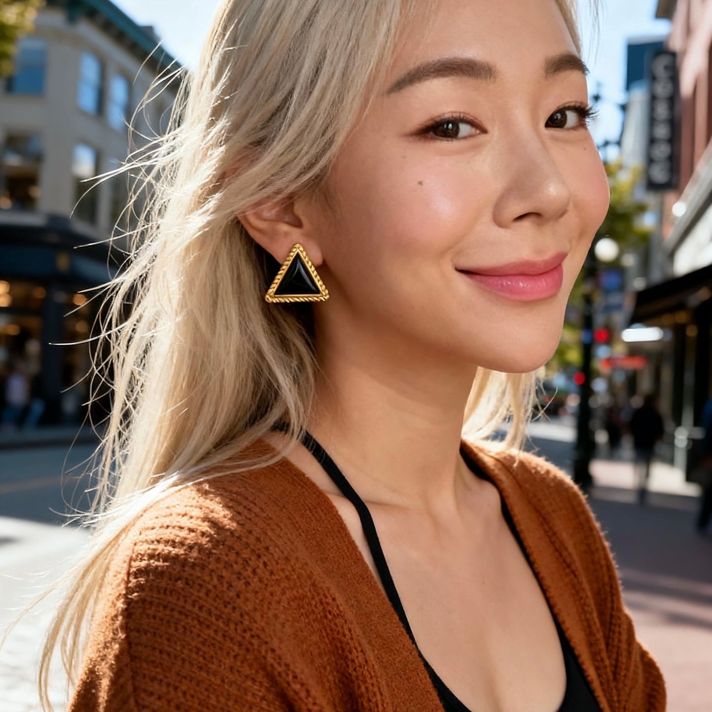 Vintage Black Triangle Studs