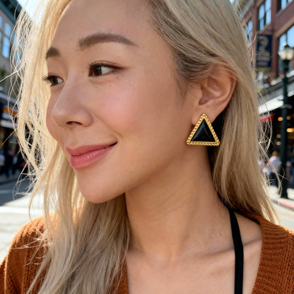 Vintage Black Triangle Studs