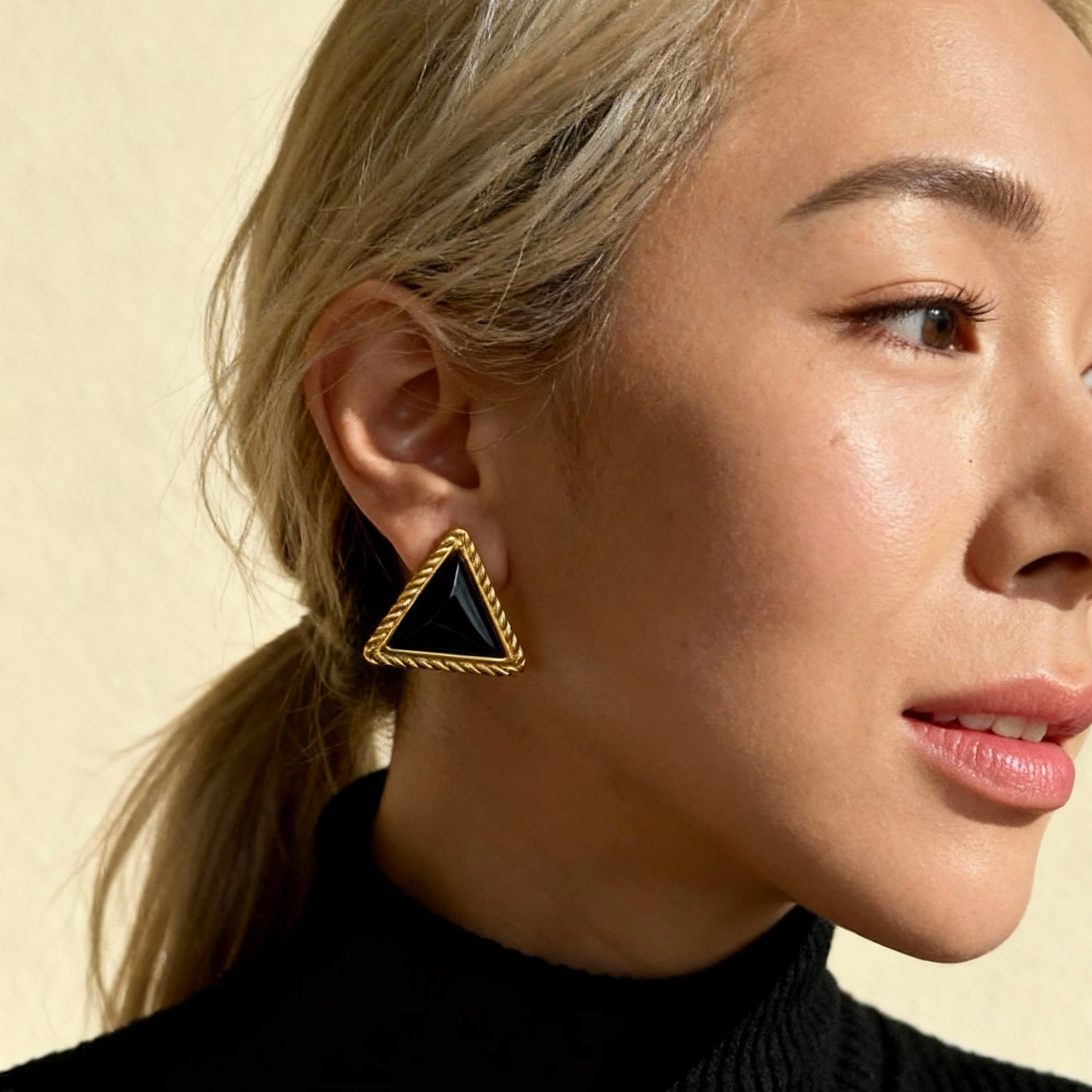 Vintage Black Triangle Studs