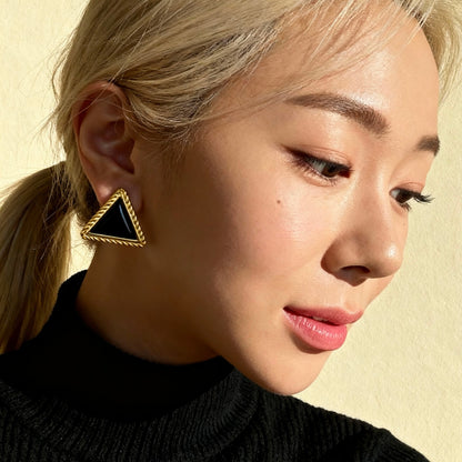 Vintage Black Triangle Studs