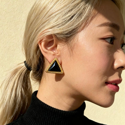 Vintage Black Triangle Studs
