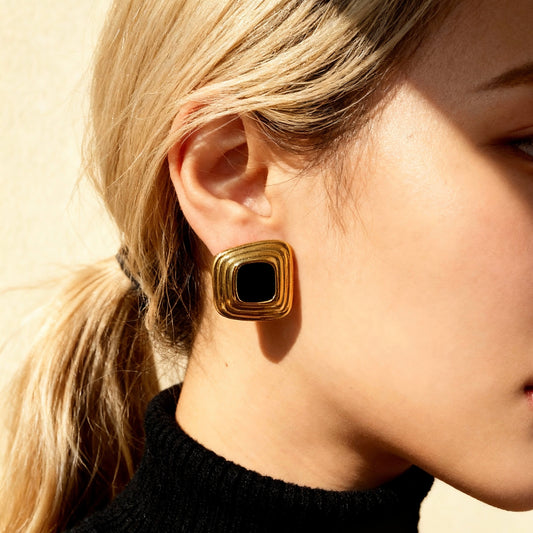Layered Black Gold Studs