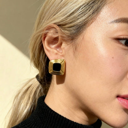 Layered Black Gold Studs