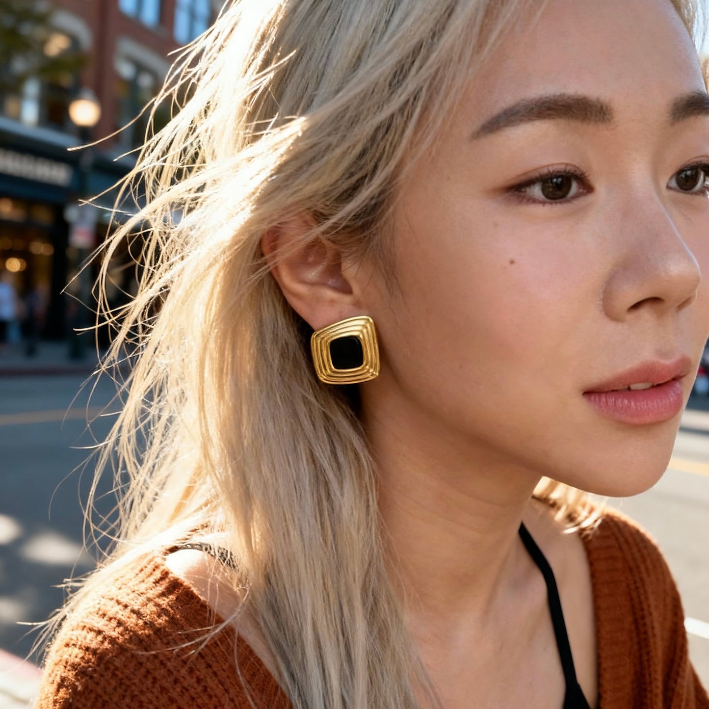 Layered Black Gold Studs