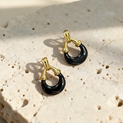 Black Gold Hoop Earrings