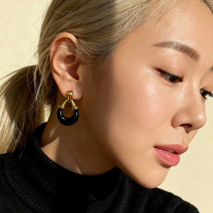 Black Gold Hoop Earrings