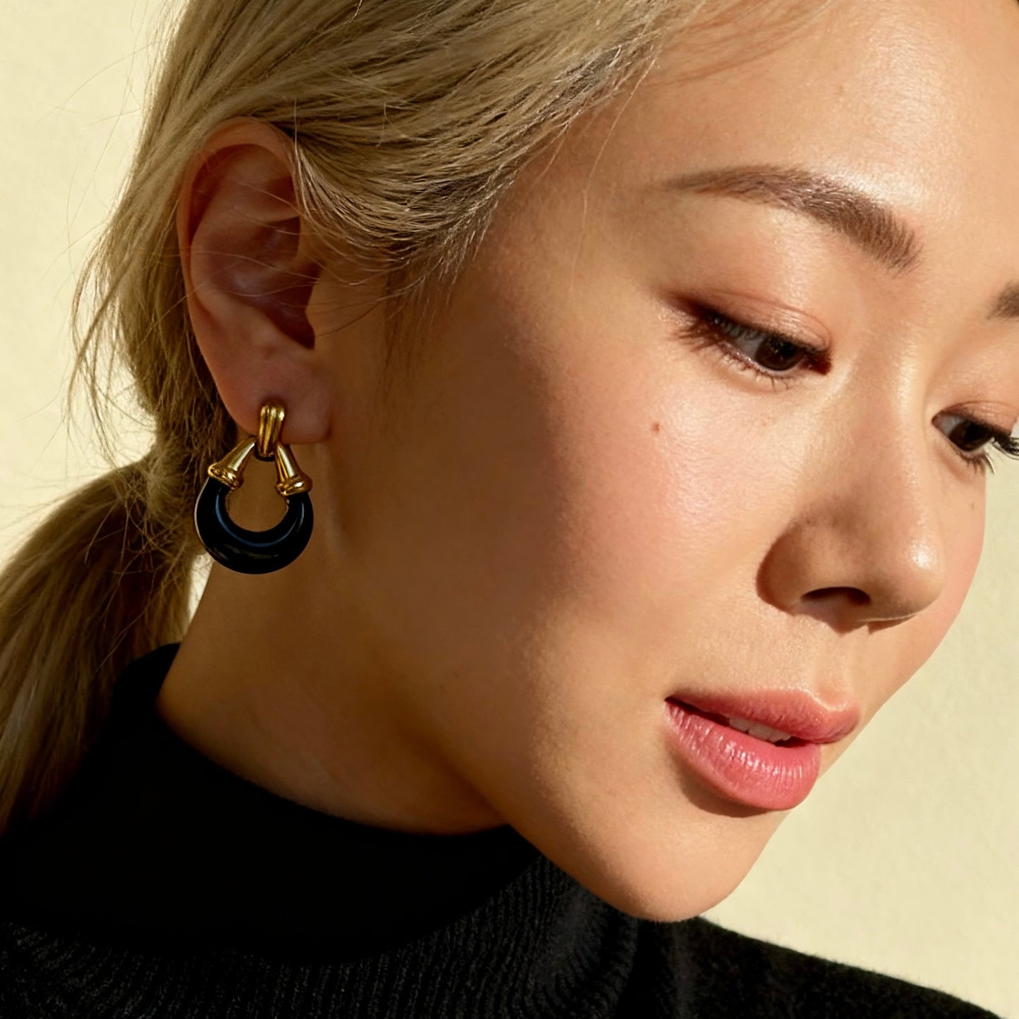 Black Gold Hoop Earrings