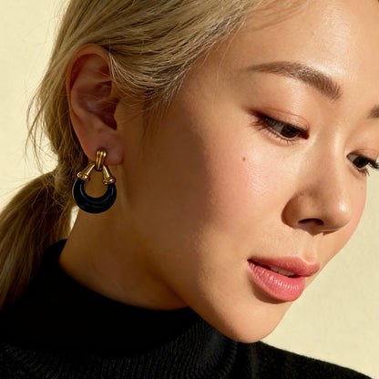 Black Gold Hoop Earrings