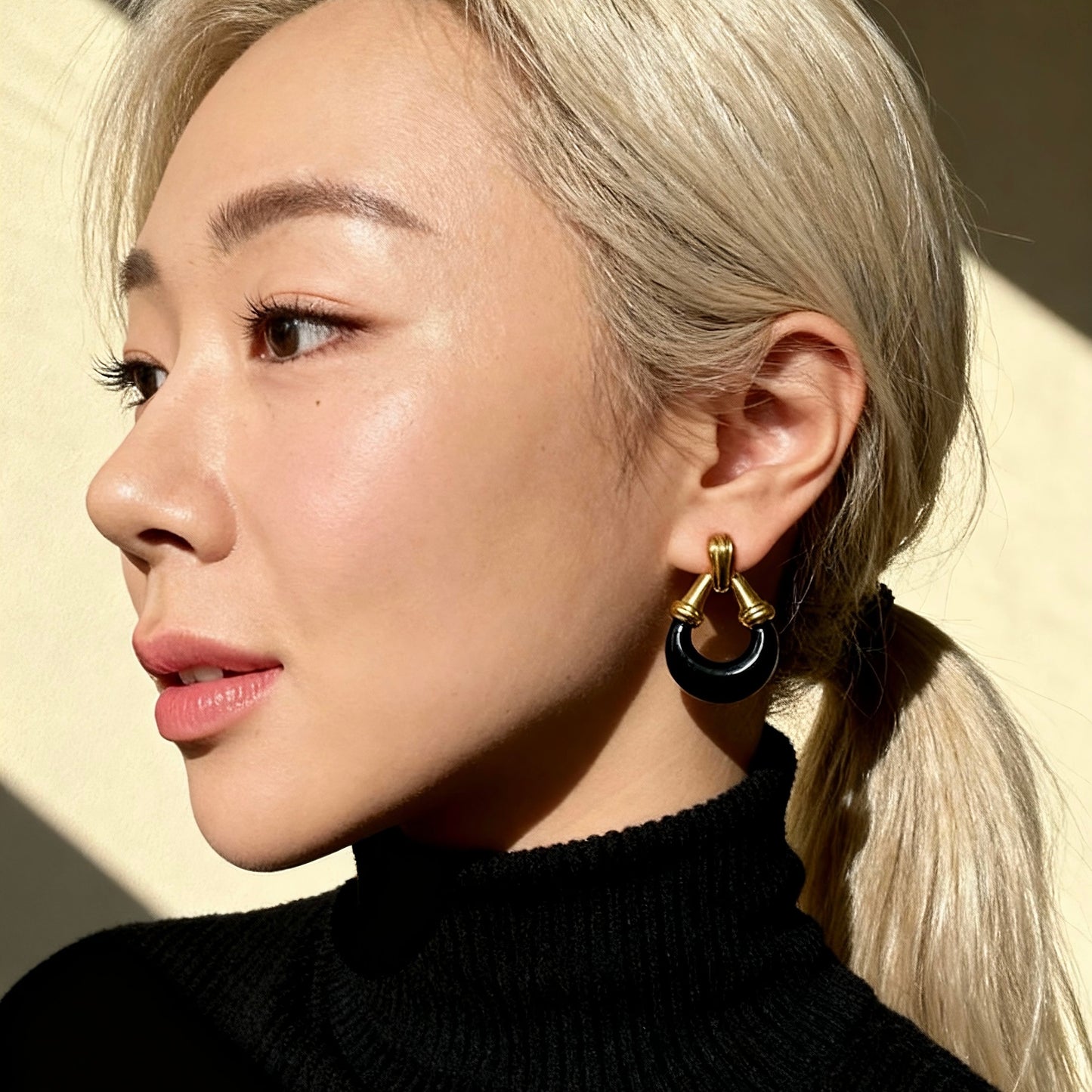 Black Gold Hoop Earrings